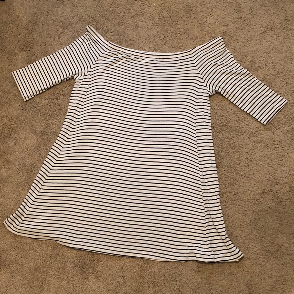 OLD NAVY 3/4 Sleeve Striped Off Shoulder Dress